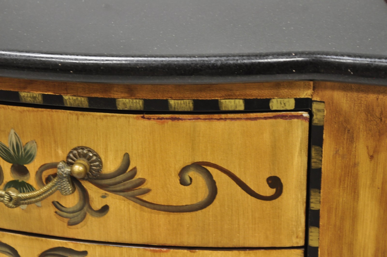 Contemporary French Country Style Marble Top Painted Server Console Cabinet