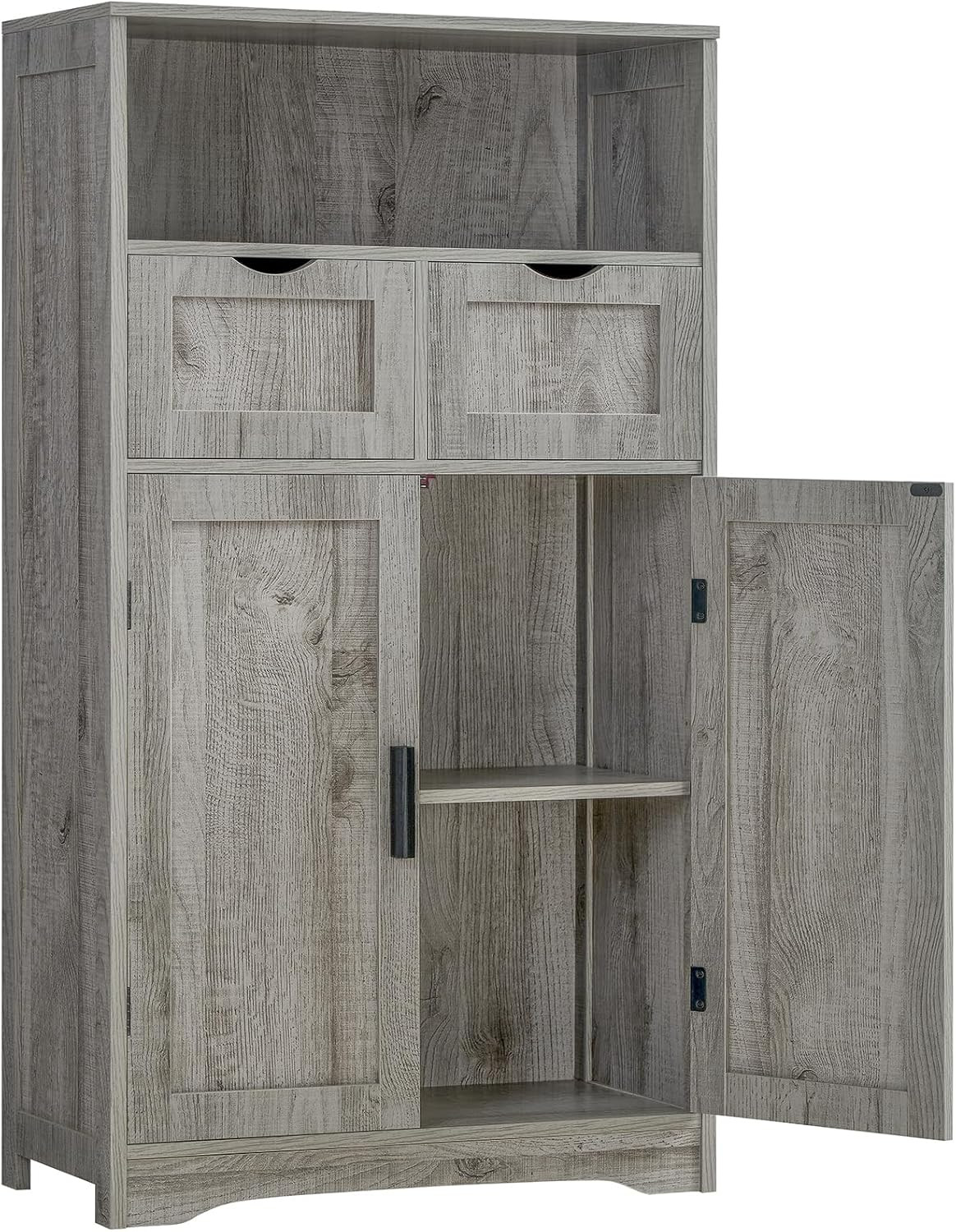 Storage Cabinet with 2 Drawers & 2 Adjustable Shelves, Kitchen Pantry Cabinet, C