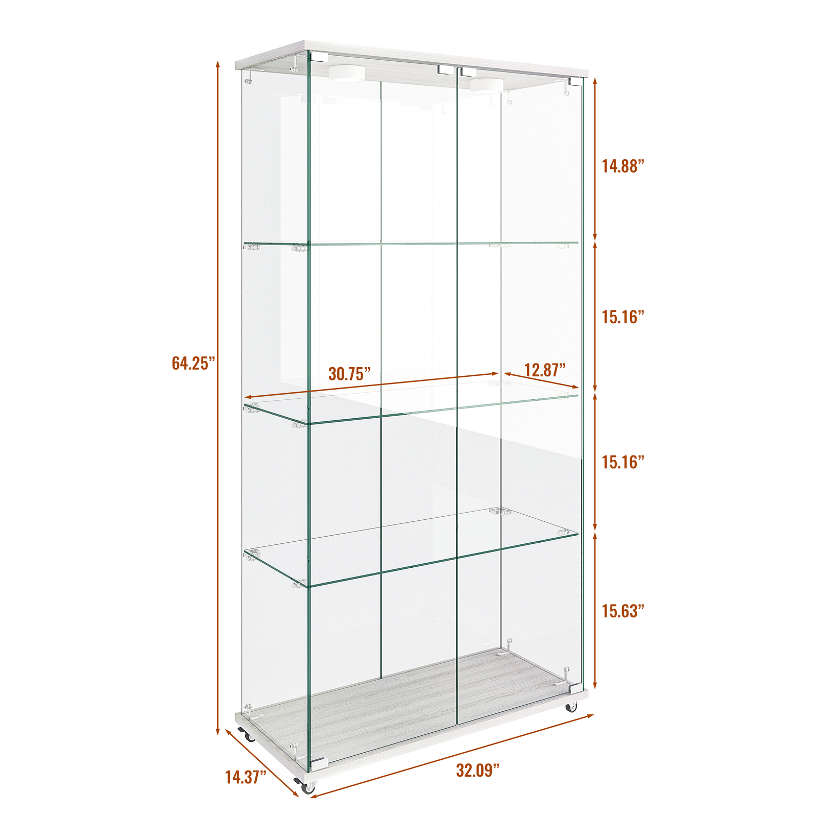 Glass Display Cabinet with LED Lights Modern Collectibles Toy Organizers Rack