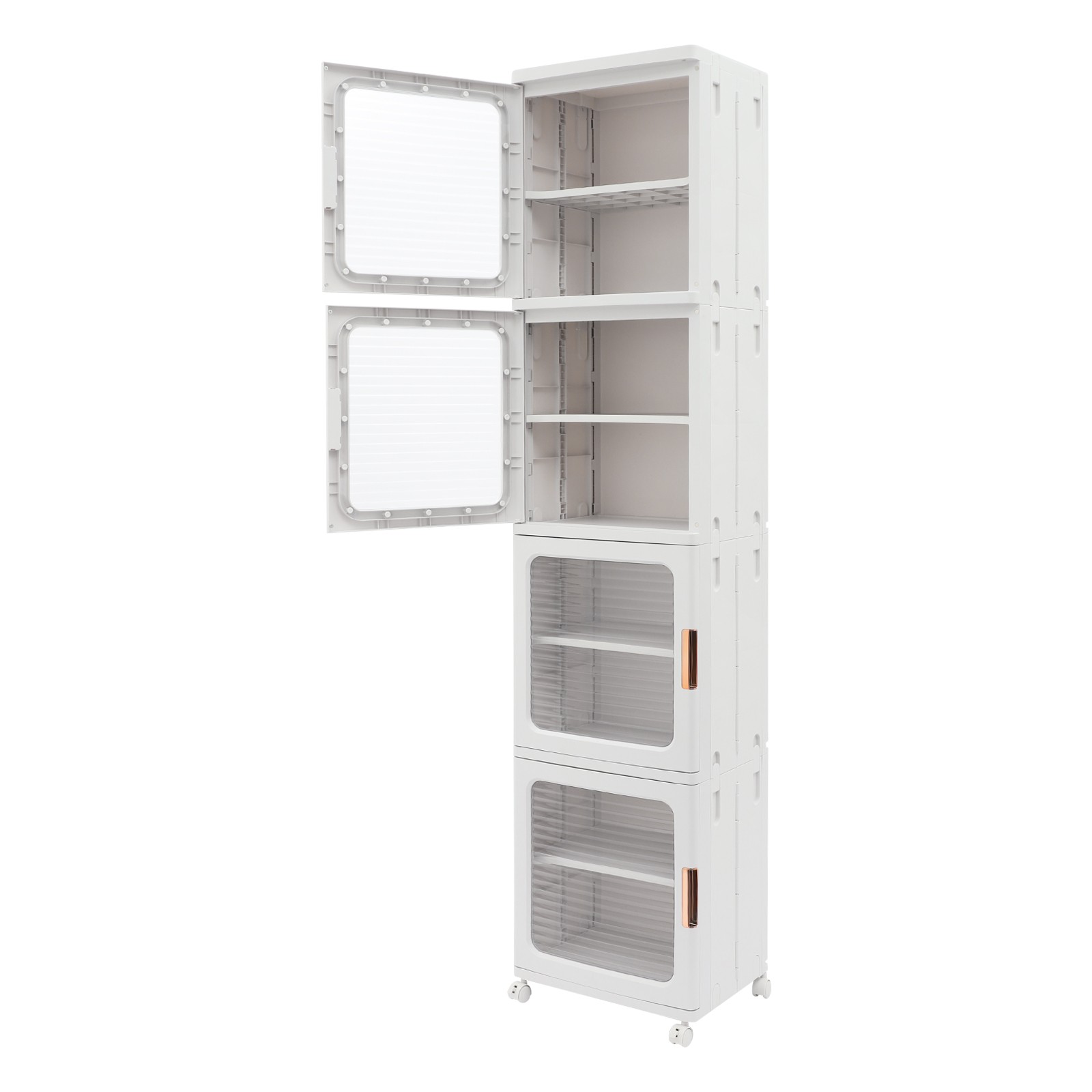 4-Tier Tall Narrow Storage Cabinet Organizer, Slim Bathroom Cabinets with Doors