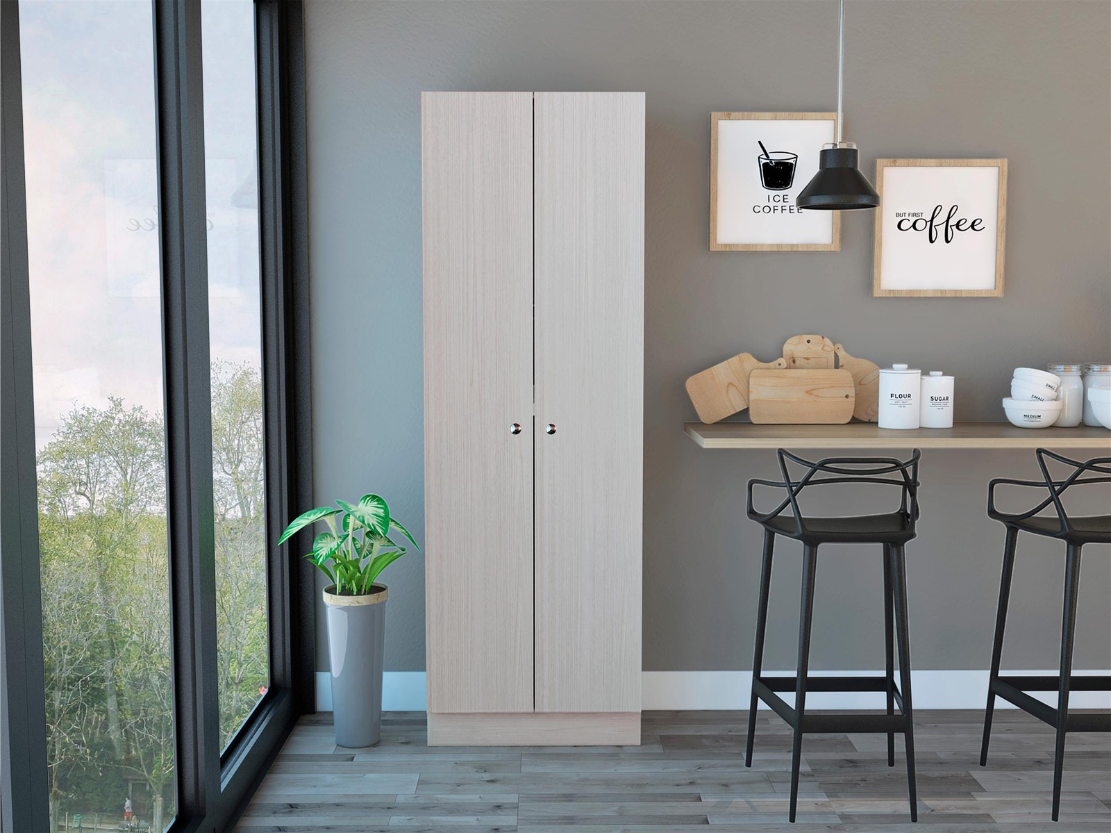 Multistorage Pantry Engineered Wood Pearl