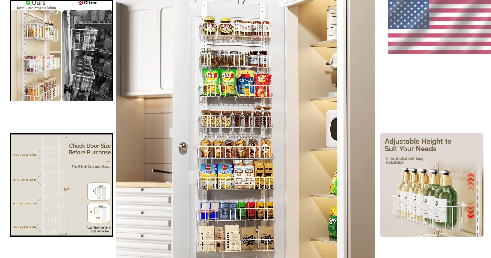 Adjustable 8-Tier Spice Rack Organizer – Perfect for Kitchen and Bathroom Use