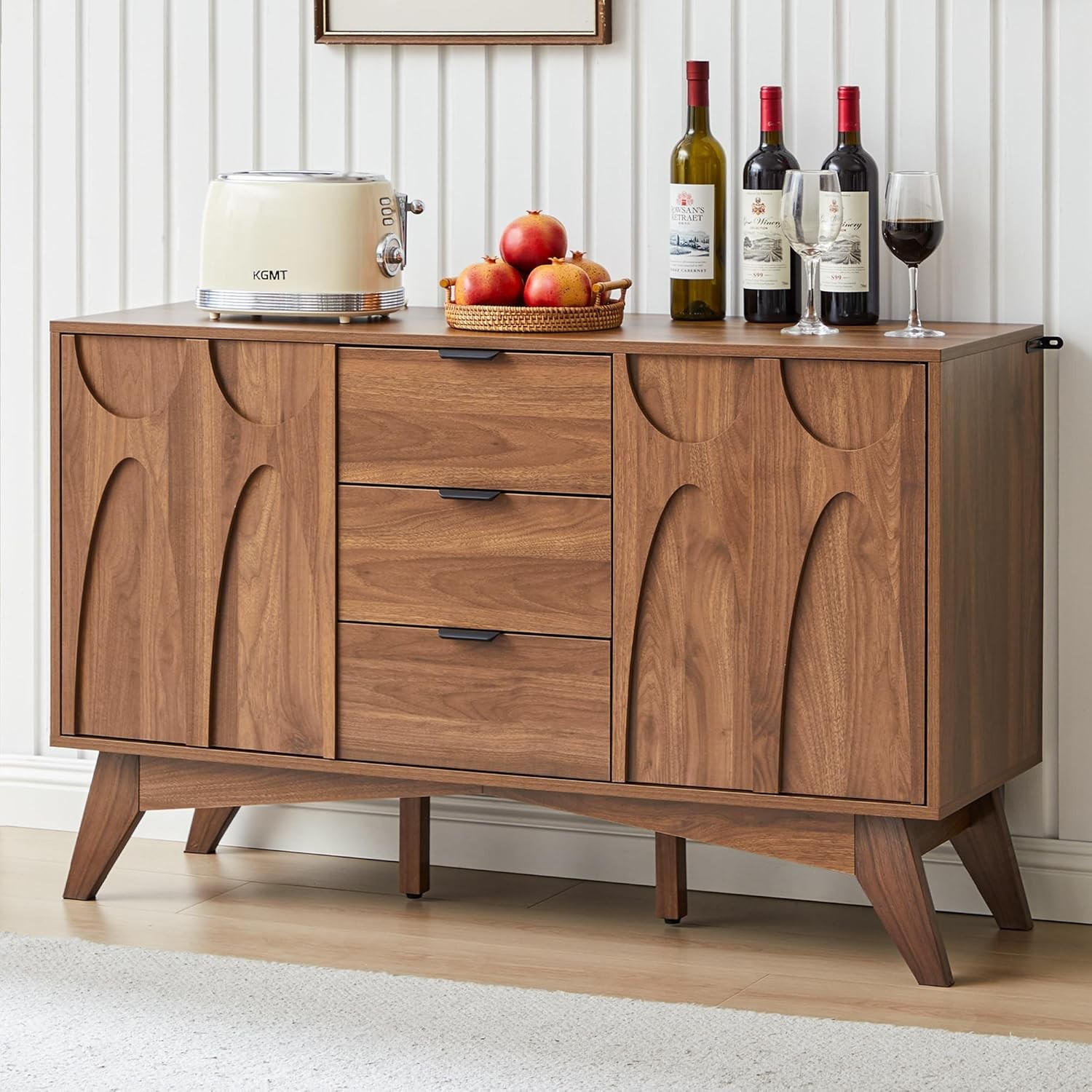 Buffet Cabinet with Storage, 47.2″ Storage Cabinet with 3 Drawers, Large