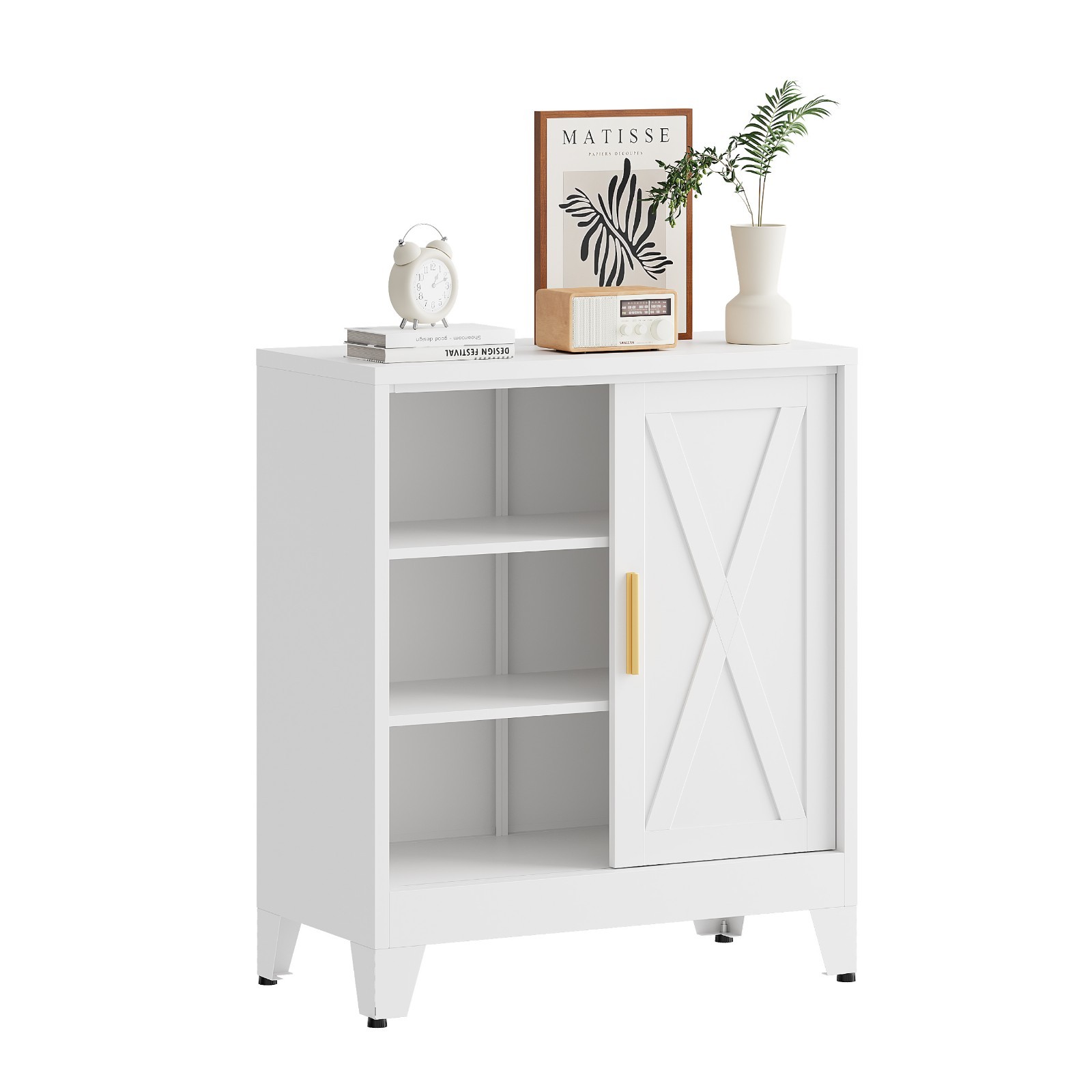 Metal Buffet Cabinet with Storage,36.6”Tall Sideboard Cabinet with Sliding Door