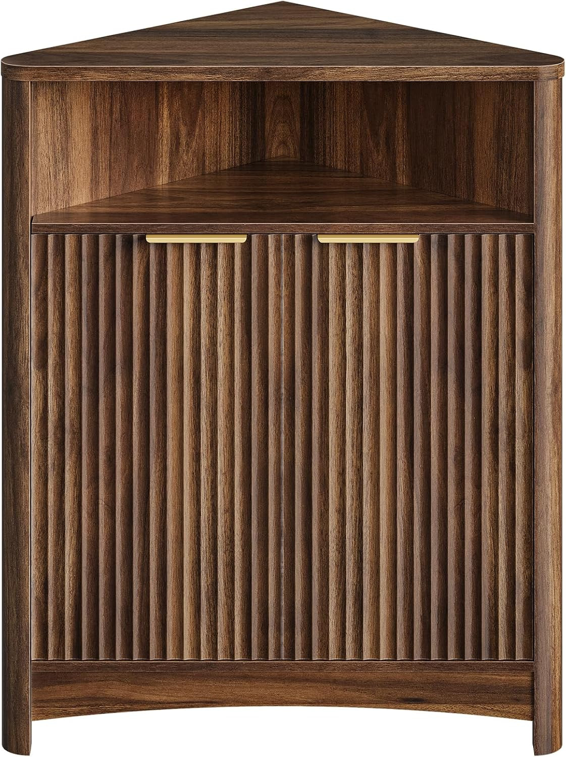 Corner Cabinet, Corner Storage with Fluted Panels and Adjustable Shelf, Modern F