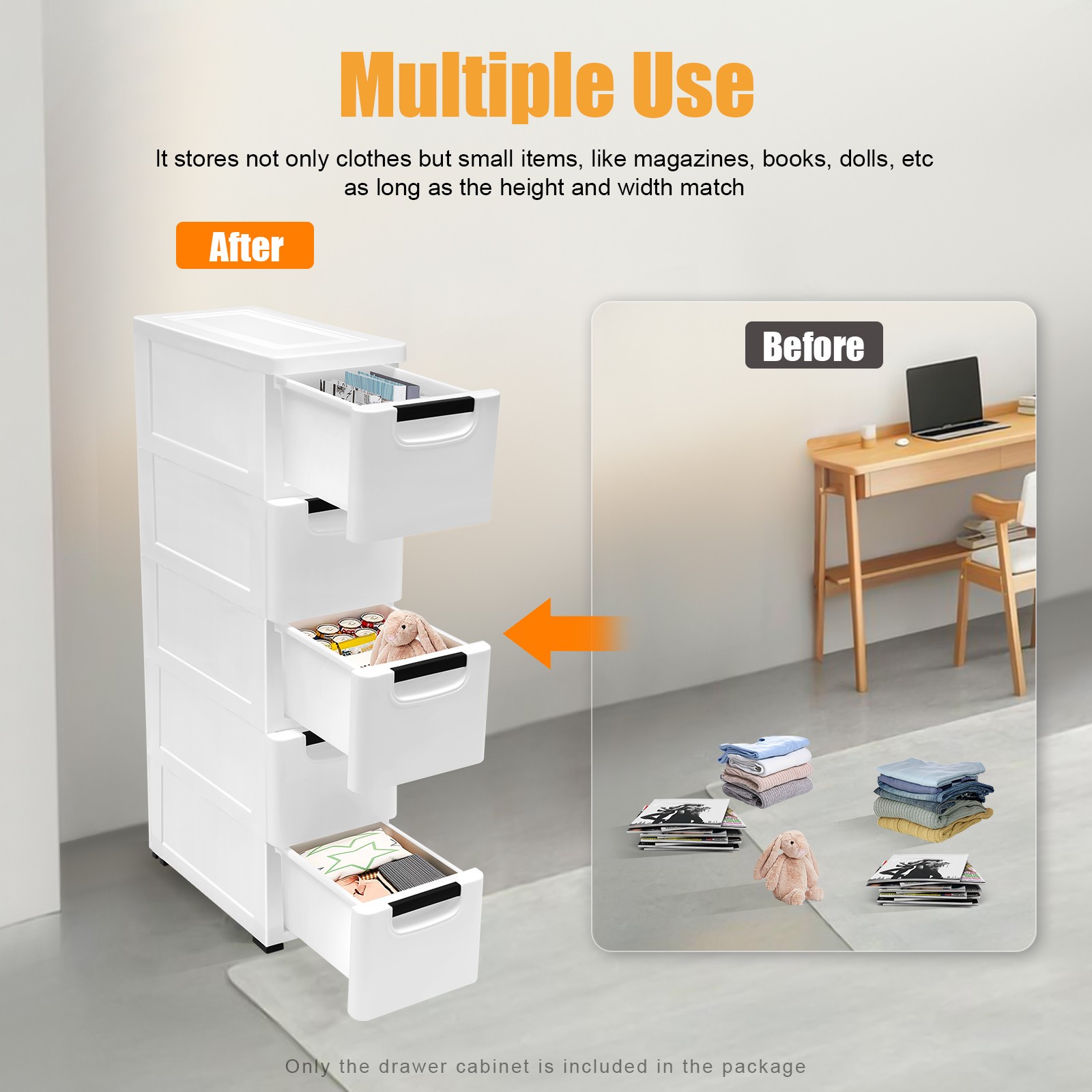 Bathroom Storage Cabinet 5 Layers Narrow Storage Unit Adjustable Shelves Floor