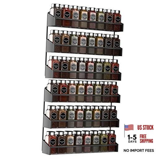 2 Pack Spice Rack Organizer, 3 Tier Counter-top Stand or Wall Mounted Black