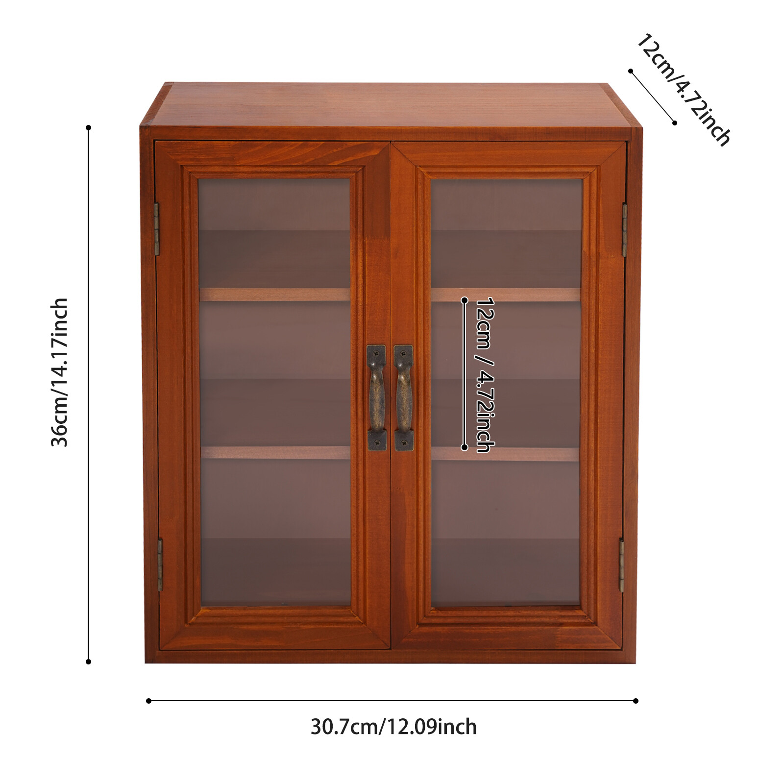 Wooden Cabinet Storage Organizer Clear Magnetic Doors 3 Tier Home Storage Shelf