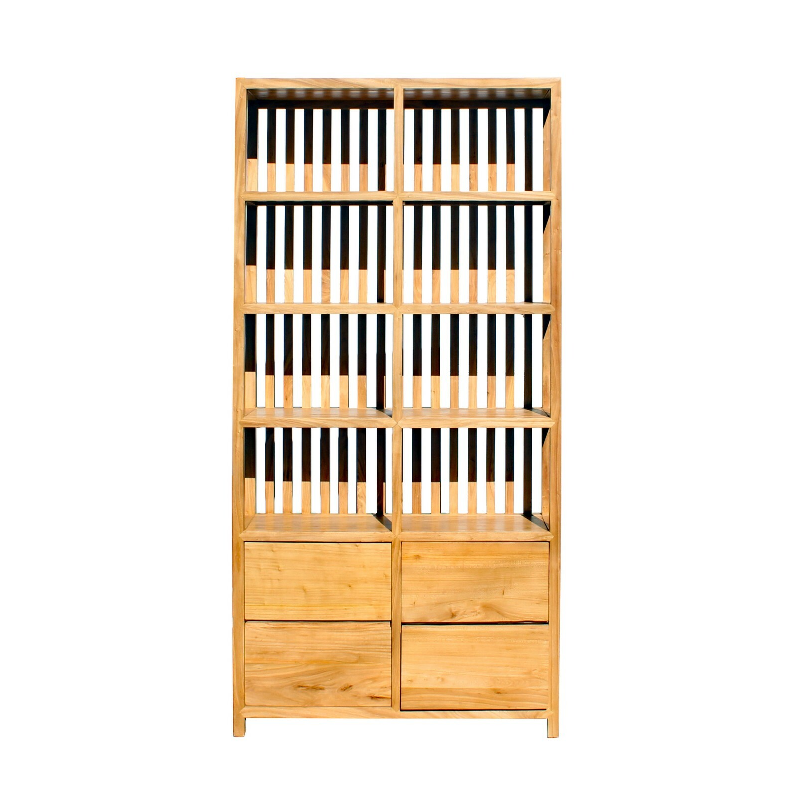 Light Natural Raw Wood Zen Minimalist Bookcase Display Cabinet cs5920