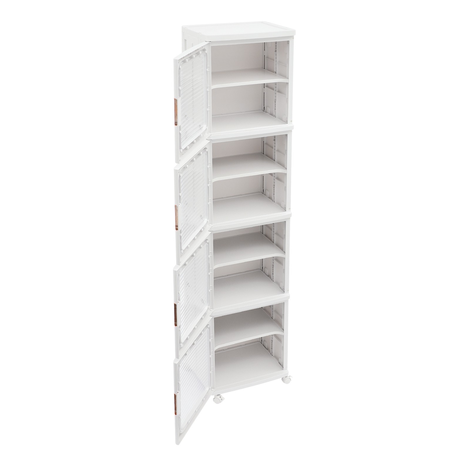 4-Tier Tall Narrow Storage Cabinet Organizer, Slim Bathroom Cabinets with Doors