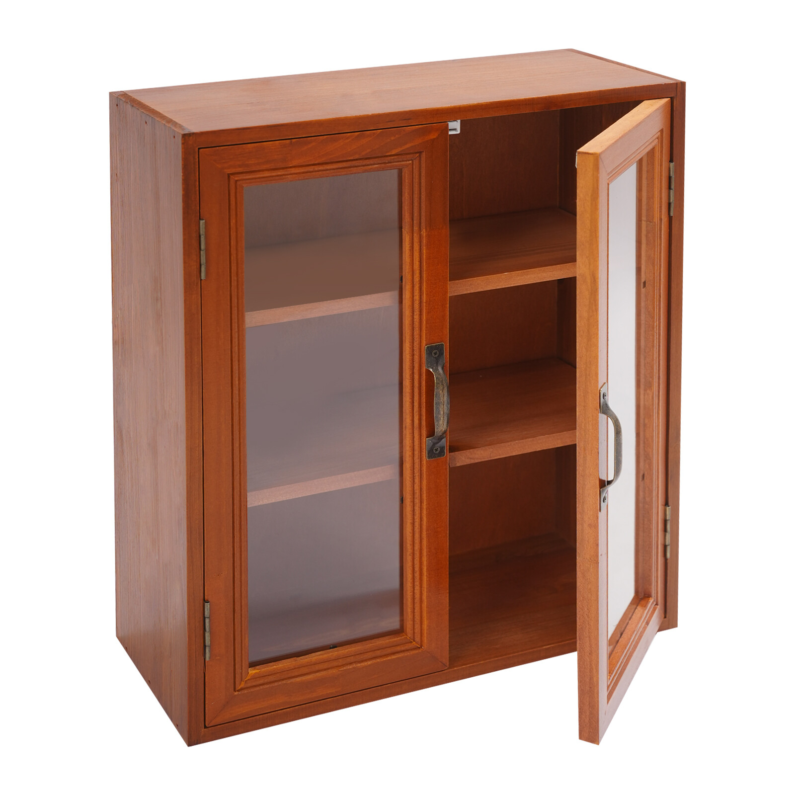 Wooden Cabinet Storage Organizer Clear Magnetic Doors 3 Tier Home Storage Shelf