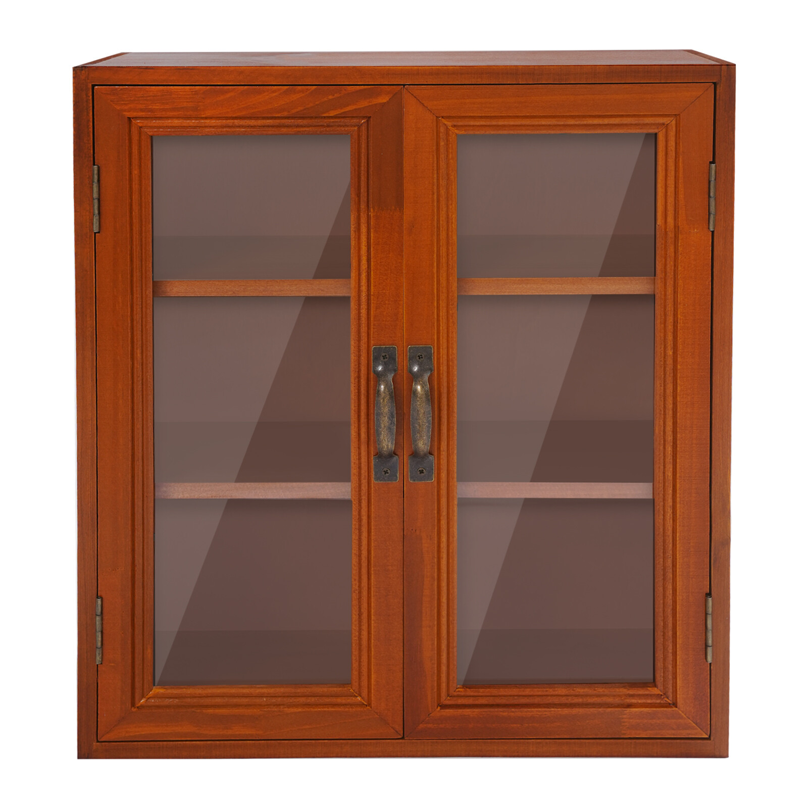 Wooden Cabinet Storage Organizer Clear Magnetic Doors 3 Tier Home Storage Shelf