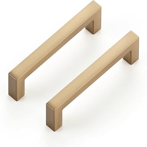 Ravinte Champagne Bronze Cabinet Handles 10 Pack 3 Inch Hole Center Square Bar
