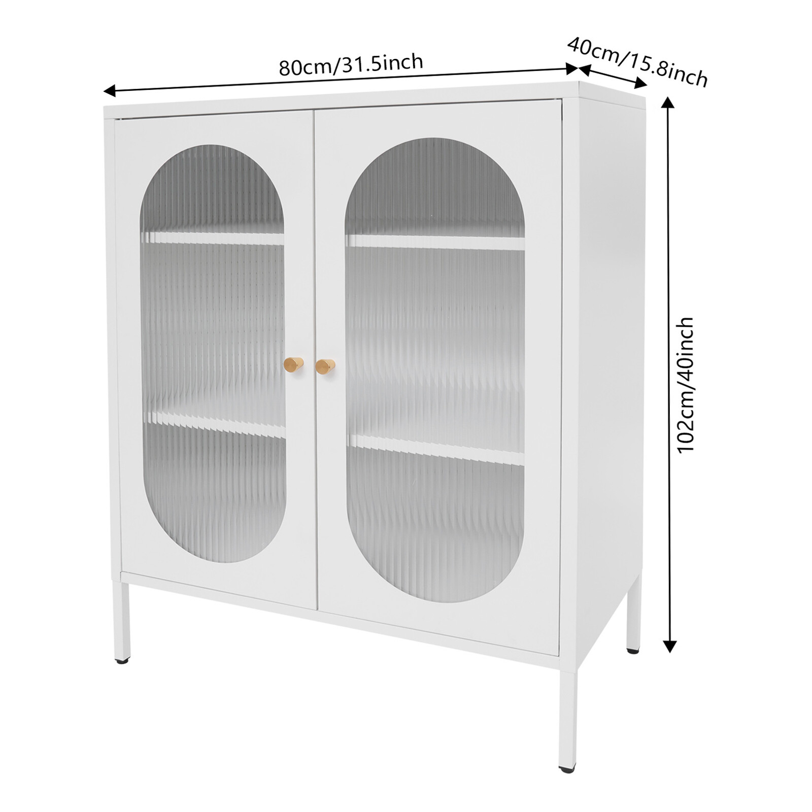 Accent Display Storage Cabinet w /2 Glass Door for Living Room White 80*40*102cm