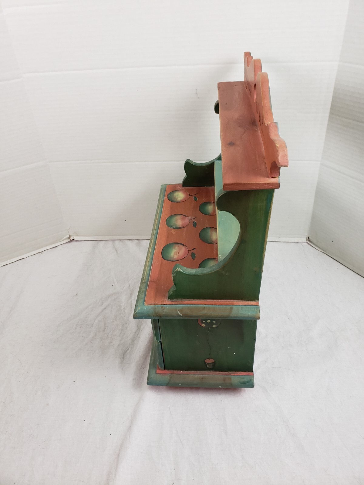 Vintage Hand Painted Apple Hutch 3 Drawers 19″ x 15″ x 7″
