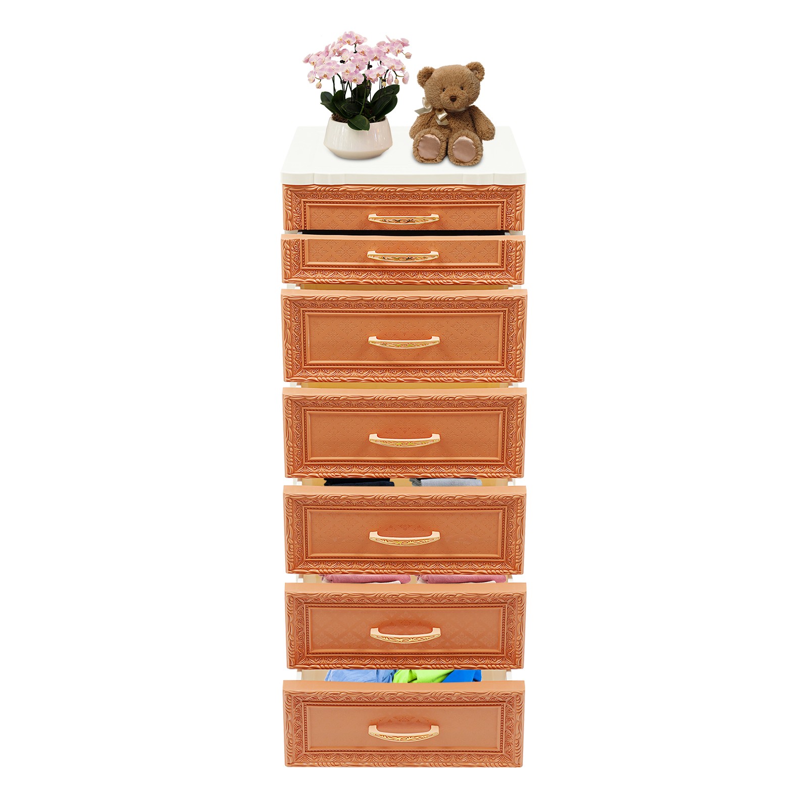 6-Tier Rolling Storage Cabinet, Mobile PP Organizer with Drawers, Stylish Design