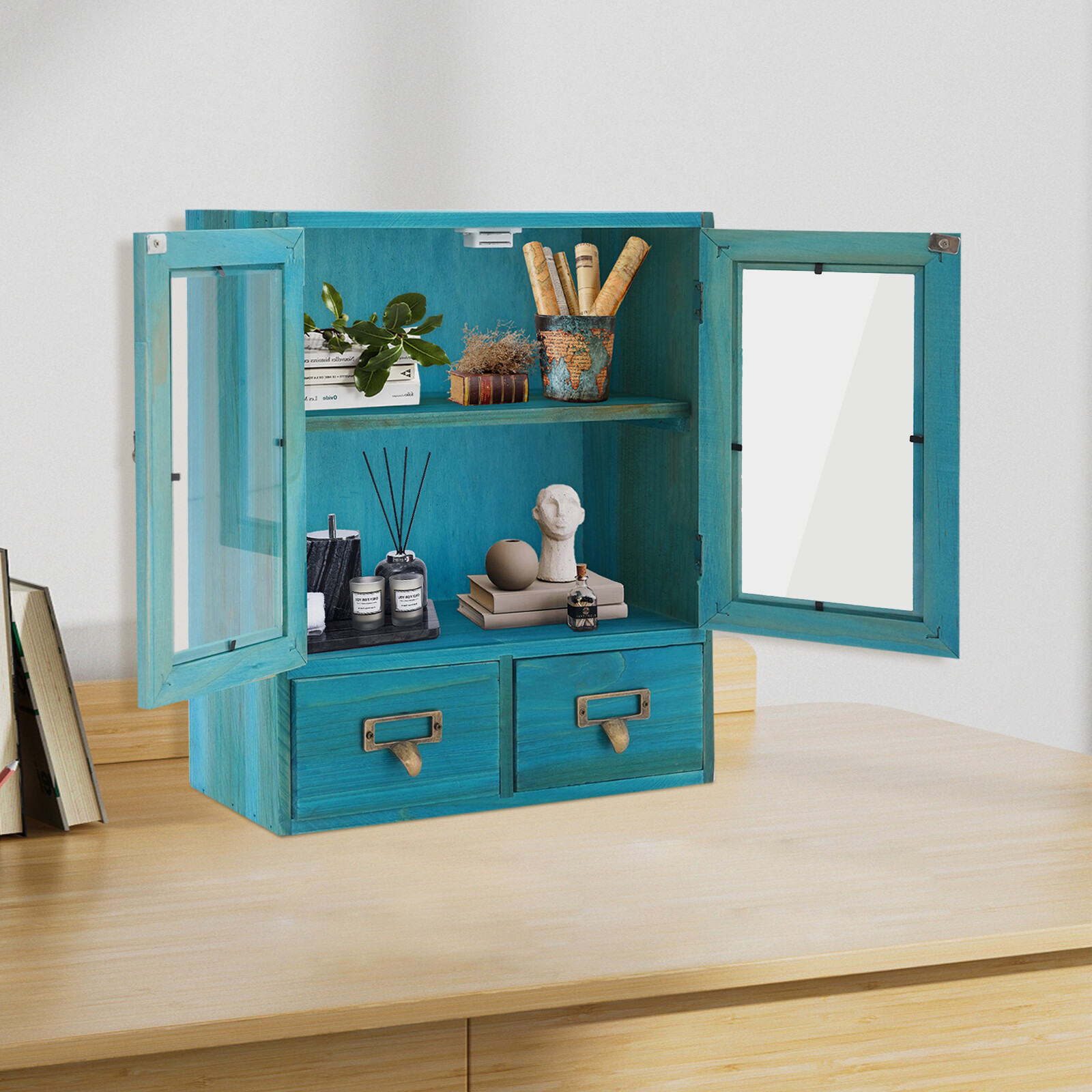 Wooden Floor Cabinet Freestanding Storage Cabinet Unit Home Decor 31*12*36cm