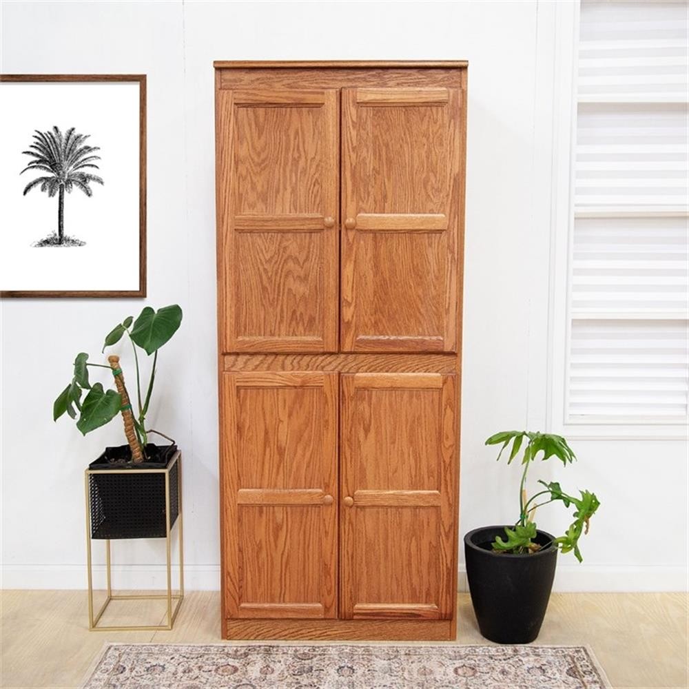 Pemberly Row 5 Shelf Storage Cabinet with Doors 30″Wx72″H in Oak