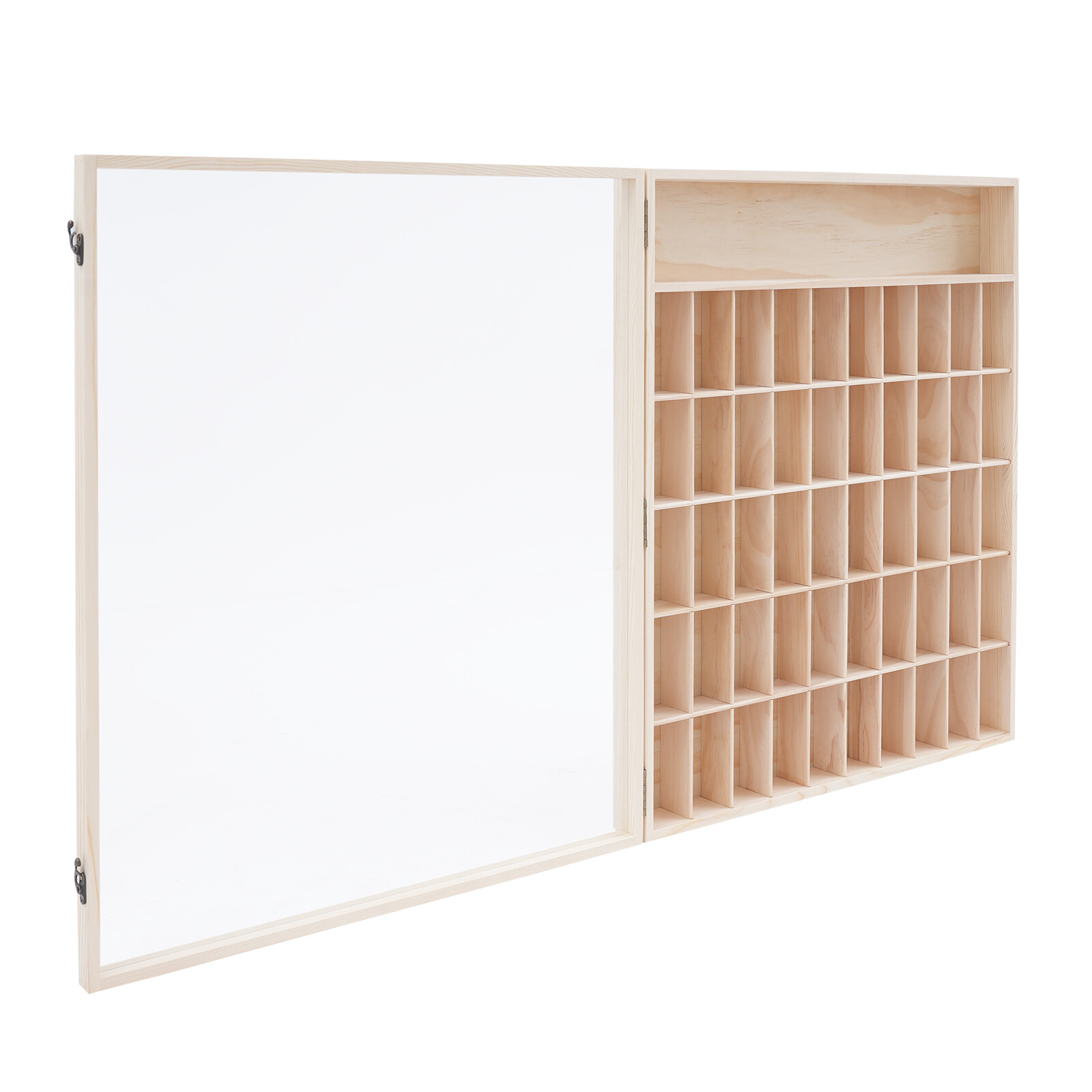 Wooden Wall Mount Display Cabinet With Acrylic Door 50 Slots For Action Figures