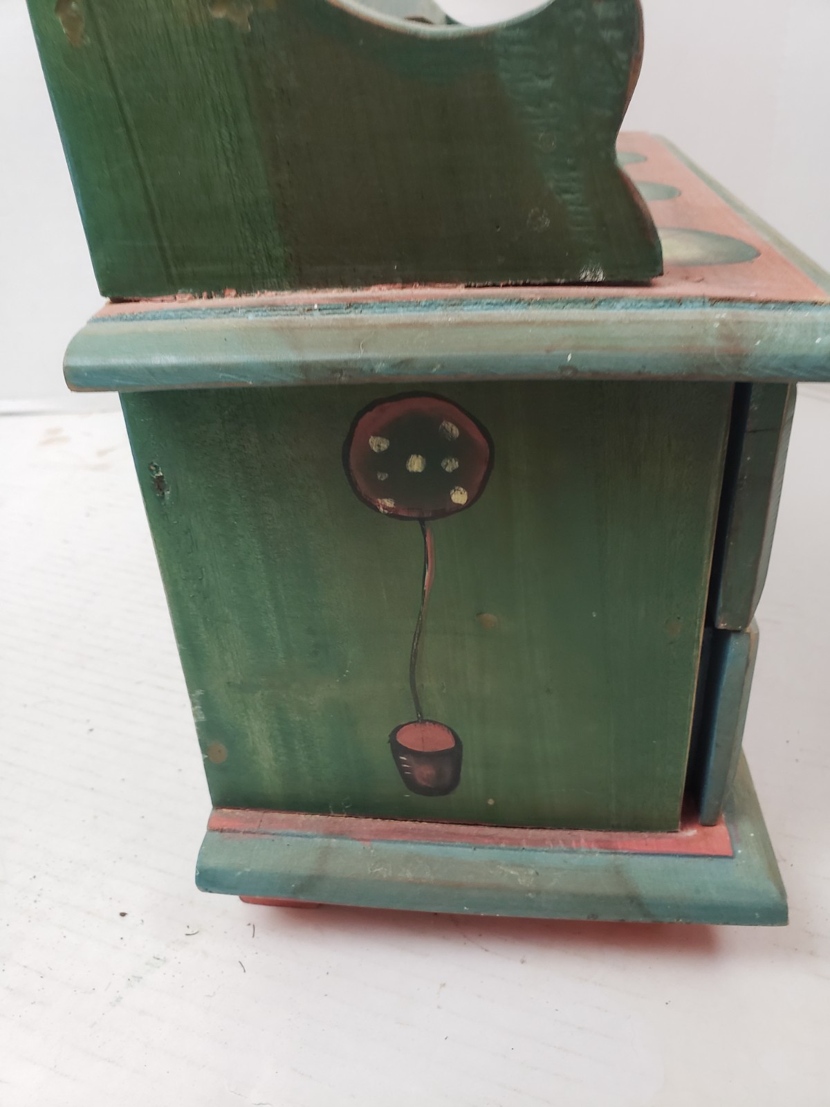 Vintage Hand Painted Apple Hutch 3 Drawers 19″ x 15″ x 7″