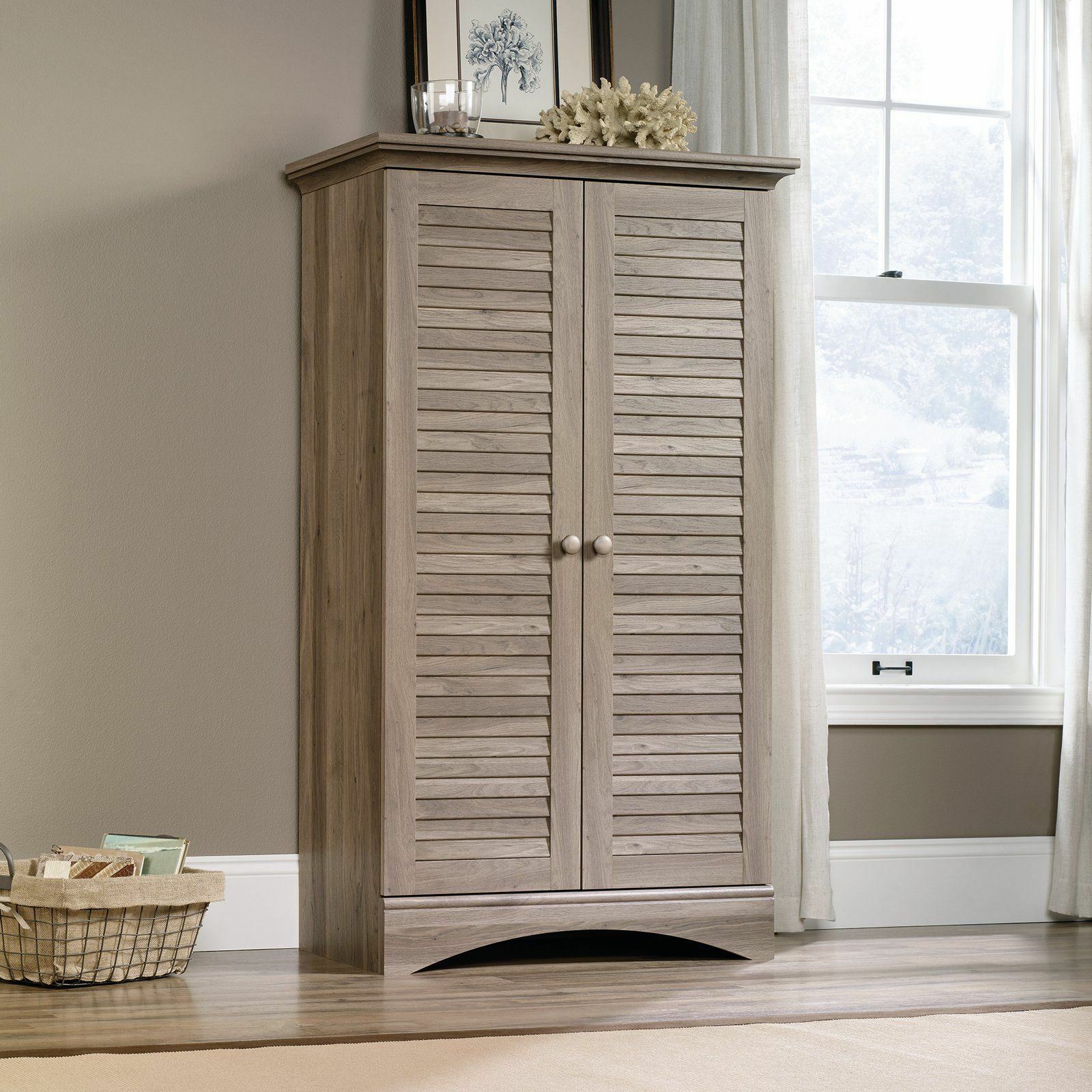 Rustic Oak Wooden Storage Cabinet Pantry Organizer Cupboard Laundry Home Office