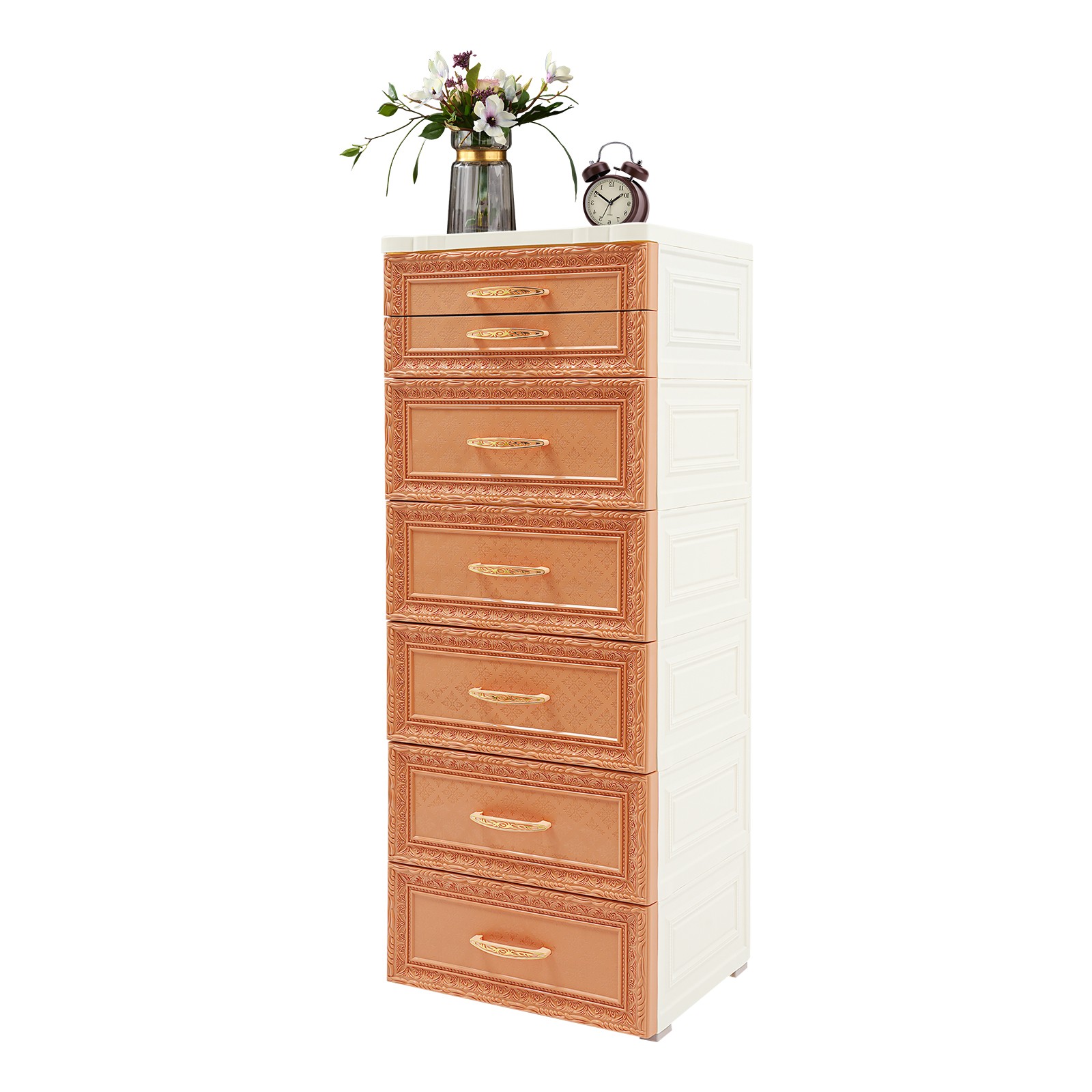 6-Tier Rolling Storage Cabinet, Mobile PP Organizer with Drawers, Stylish Design