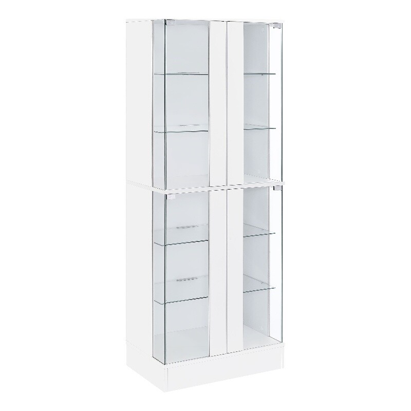 Coaster Cabra Wood Display Case Curio Cabinet with LED Lighting White High Gloss