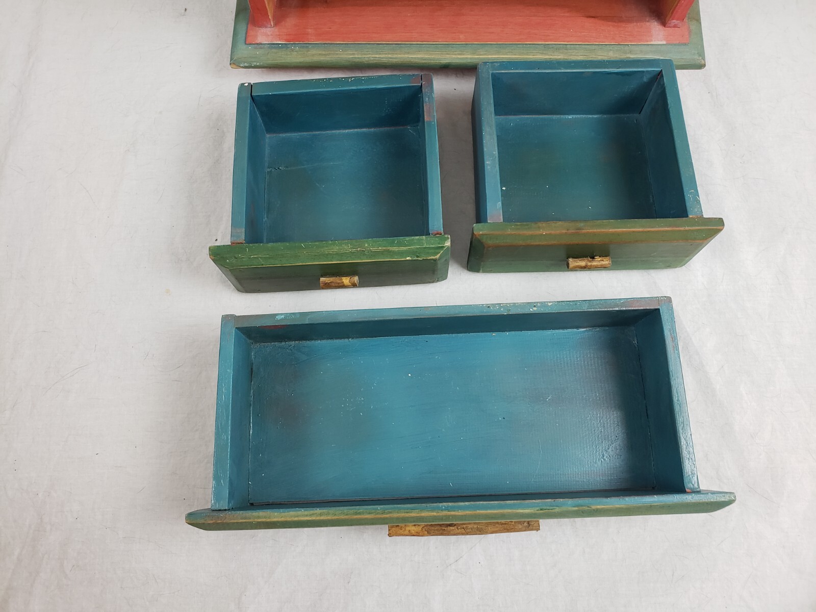 Vintage Hand Painted Apple Hutch 3 Drawers 19″ x 15″ x 7″