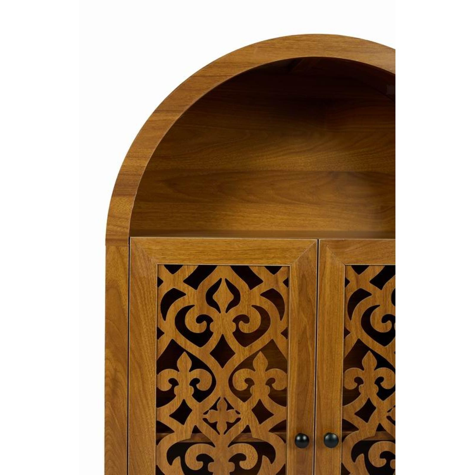Vintage Floral Carved Two Door Storage Cabinet Tall Arched Furniture for Hallway