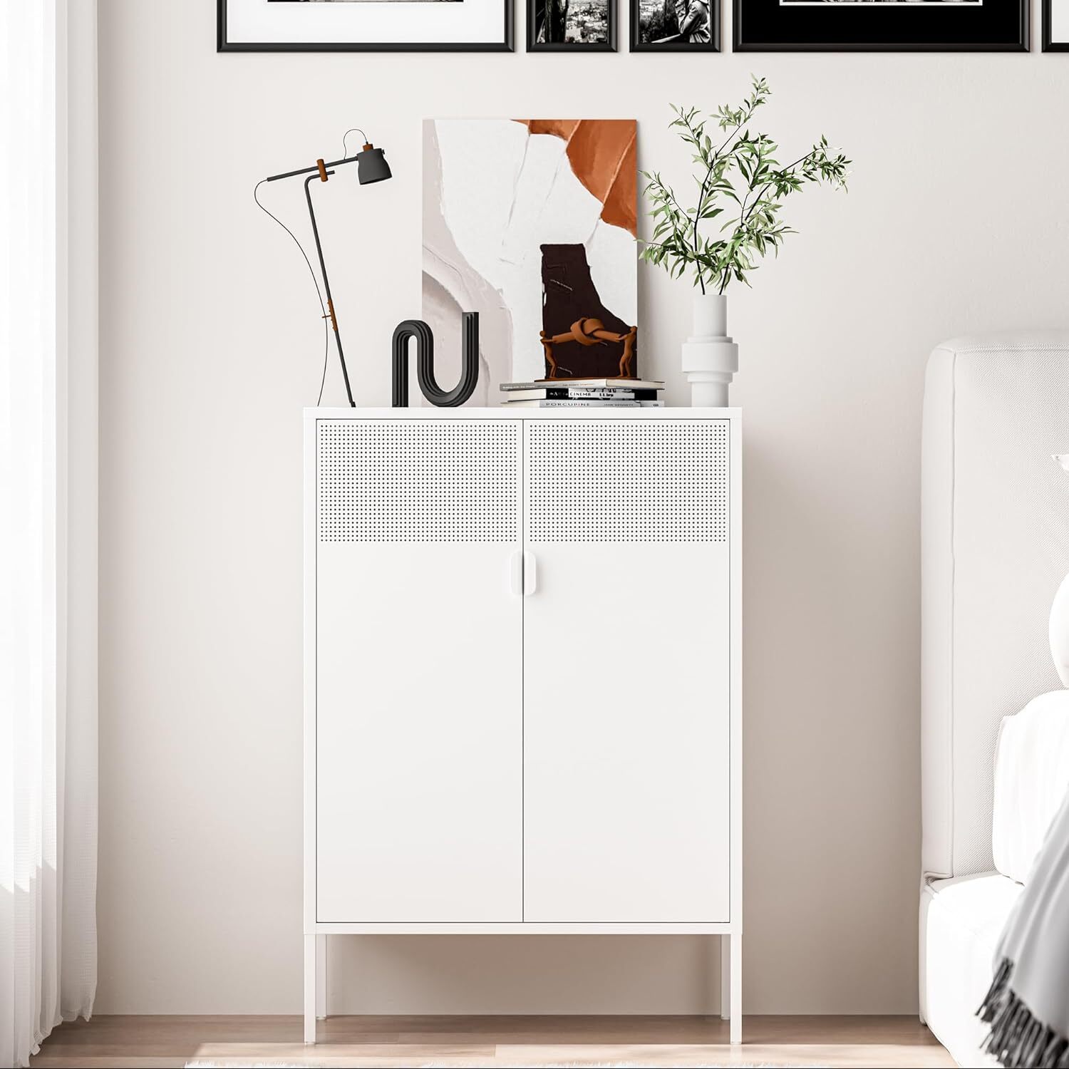 Cofar 47″Metal Storage Cabinet with Accent Door,3-Tier Furniture for Home,Office