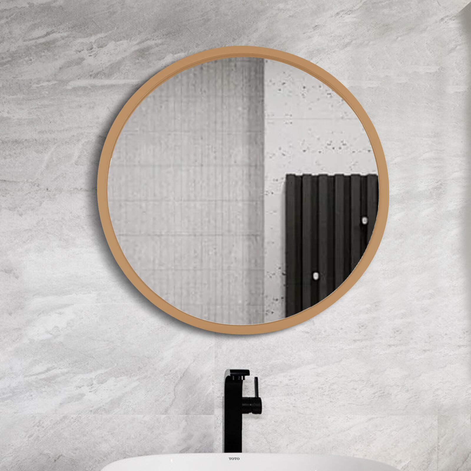 Round Gold Bathroom Mirror Cabinet Wall-mounted Organizer Makeup Mirror Cabinet~