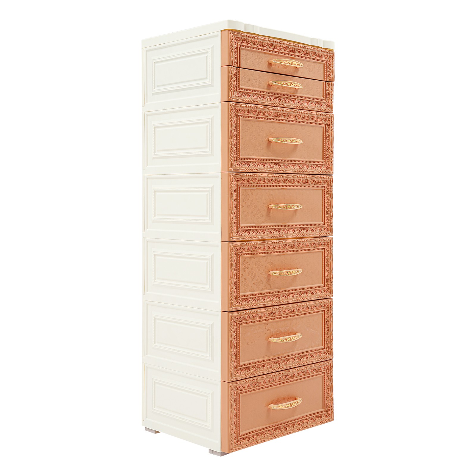 6-Tier Rolling Storage Cabinet, Mobile PP Organizer with Drawers, Stylish Design