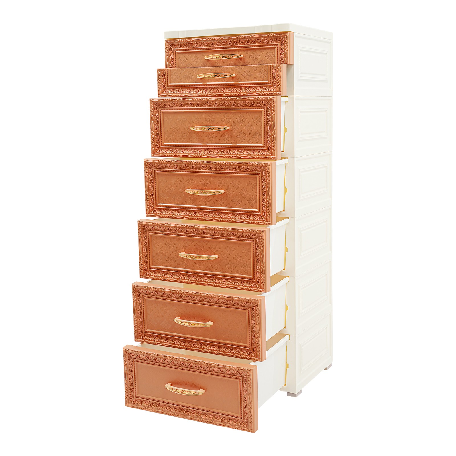 6-Tier Rolling Storage Cabinet, Mobile PP Organizer with Drawers, Stylish Design