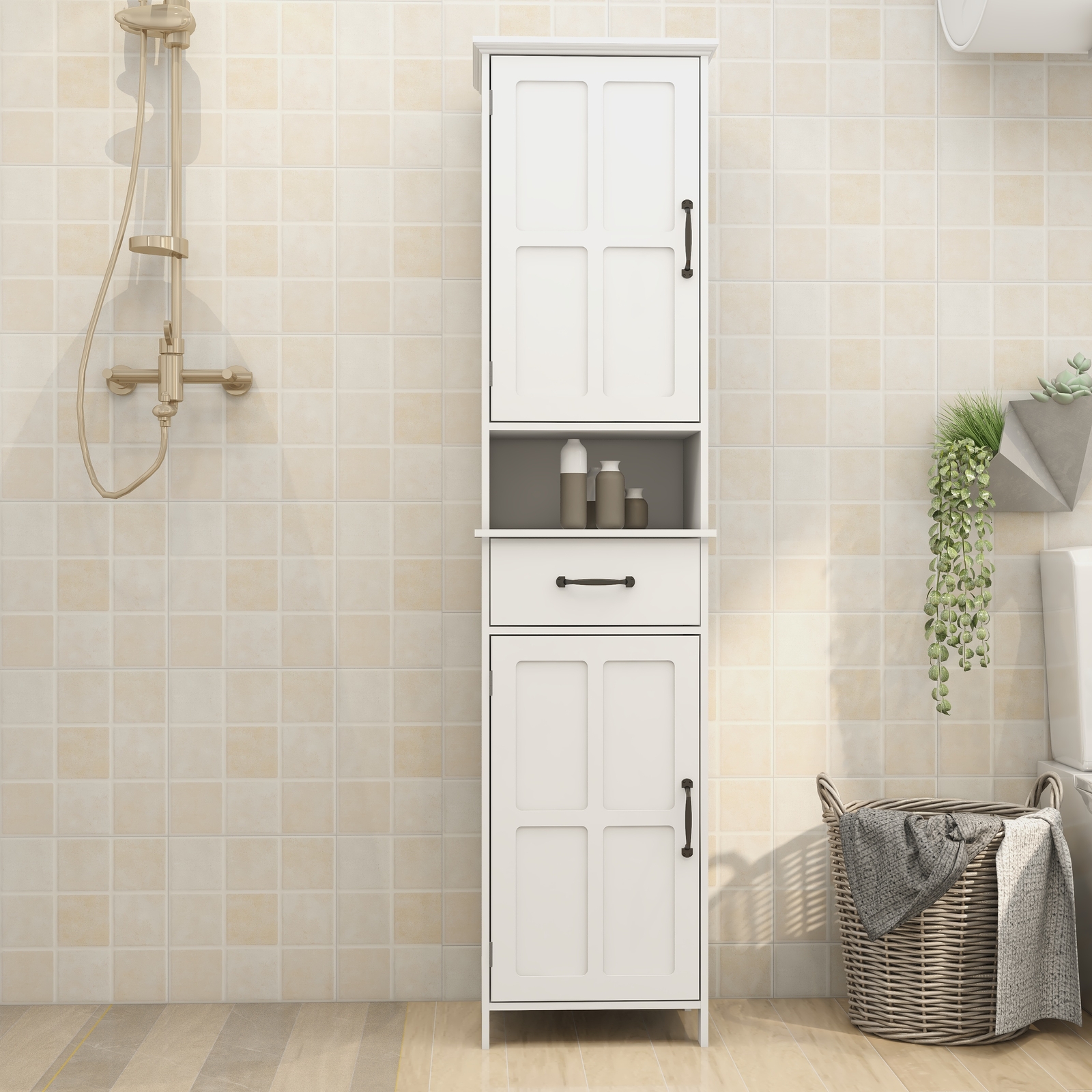 Freestanding Storage Cabinet Tall Slim Cabinet For Kitchen Living Room Bathroom