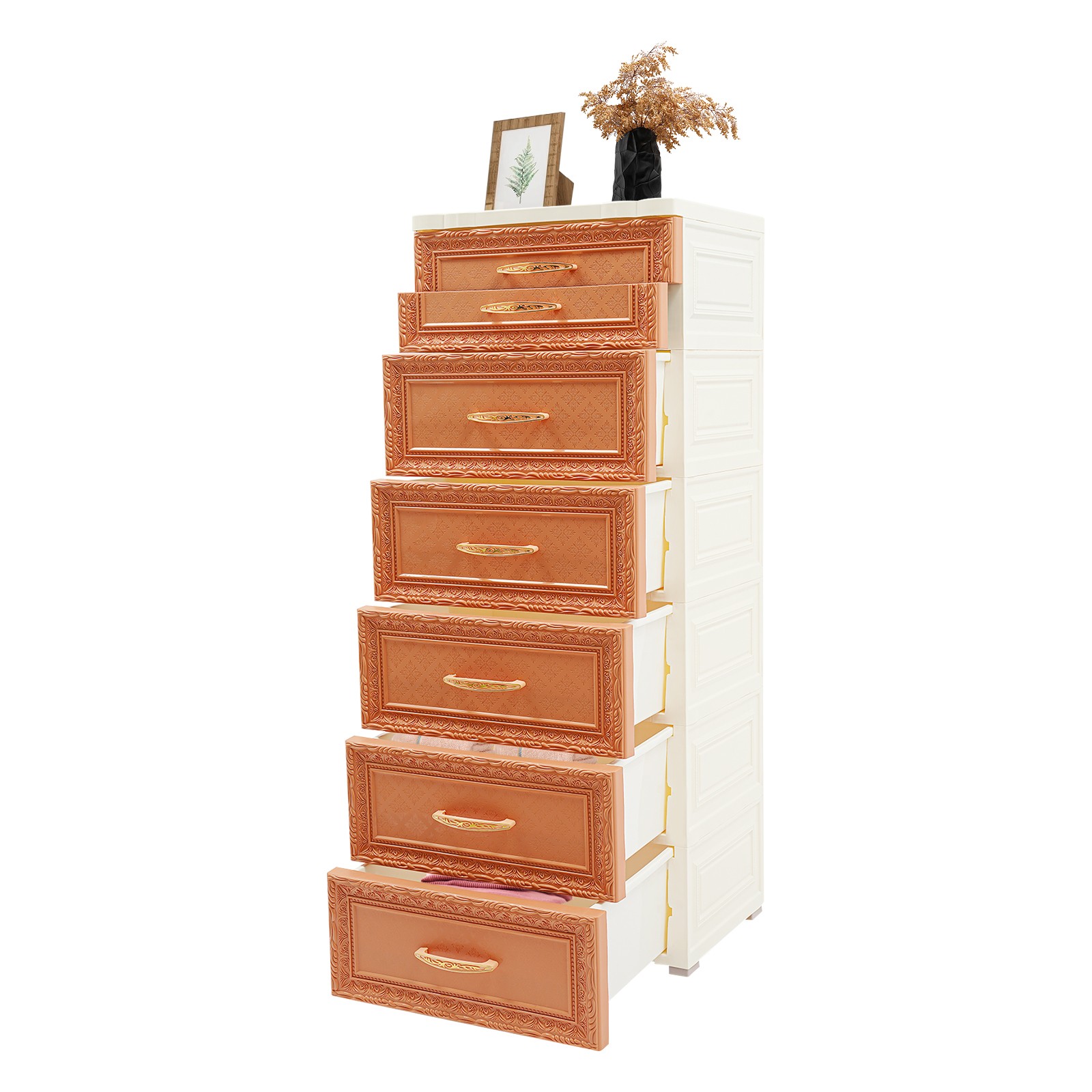 6-Tier Rolling Storage Cabinet, Mobile PP Organizer with Drawers, Stylish Design