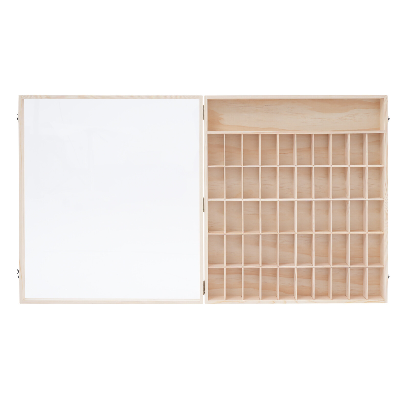 Wooden Wall Mount Display Cabinet With Acrylic Door 50 Slots For Action Figures