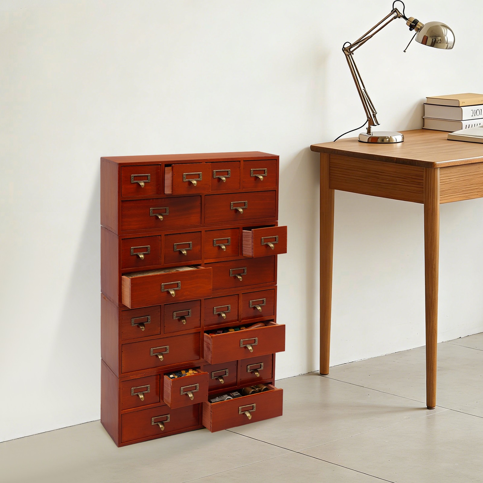 Desktop Organizer 4 Stackable 6-Drawer Organizers Retro Wood Desktop Organizer