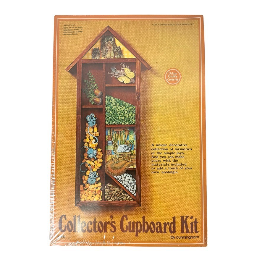 VTG Wood Wall Display Case House Trinket Shelf Glass Collector Cupboard Kit NEW