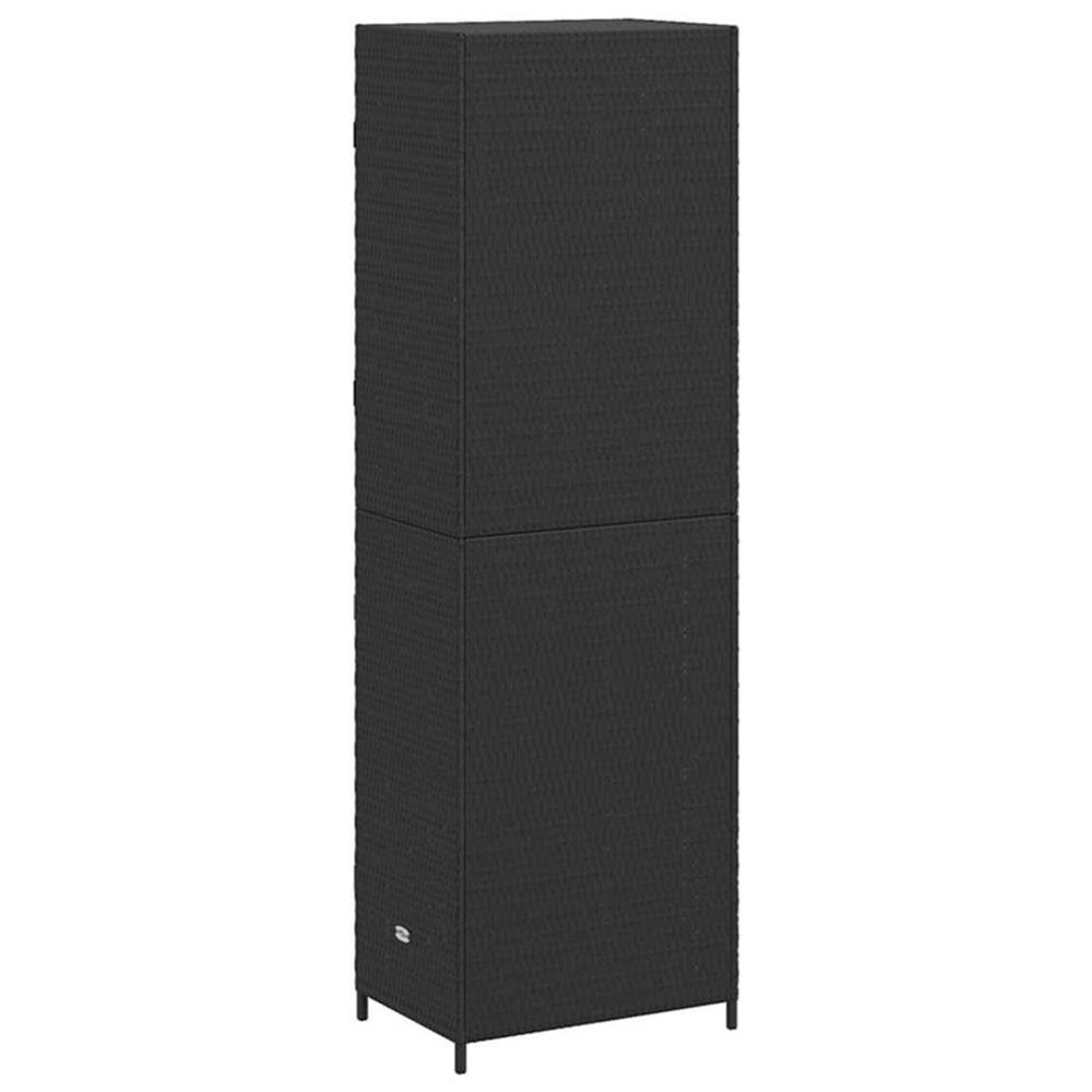 Bowery Hill Contemporary Rattan Garden Storage Cabinet in Black