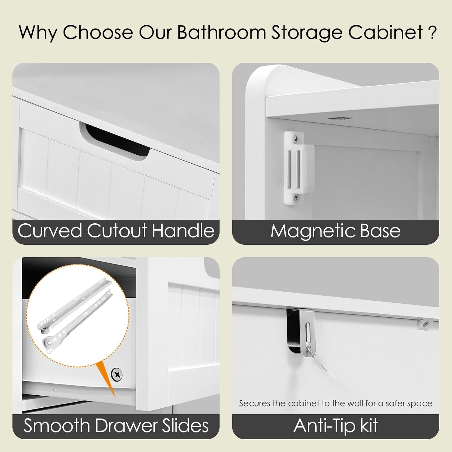 67″ H Tall Bathroom Storage Cabinet, Slim Narrow Organizer with Adjustable