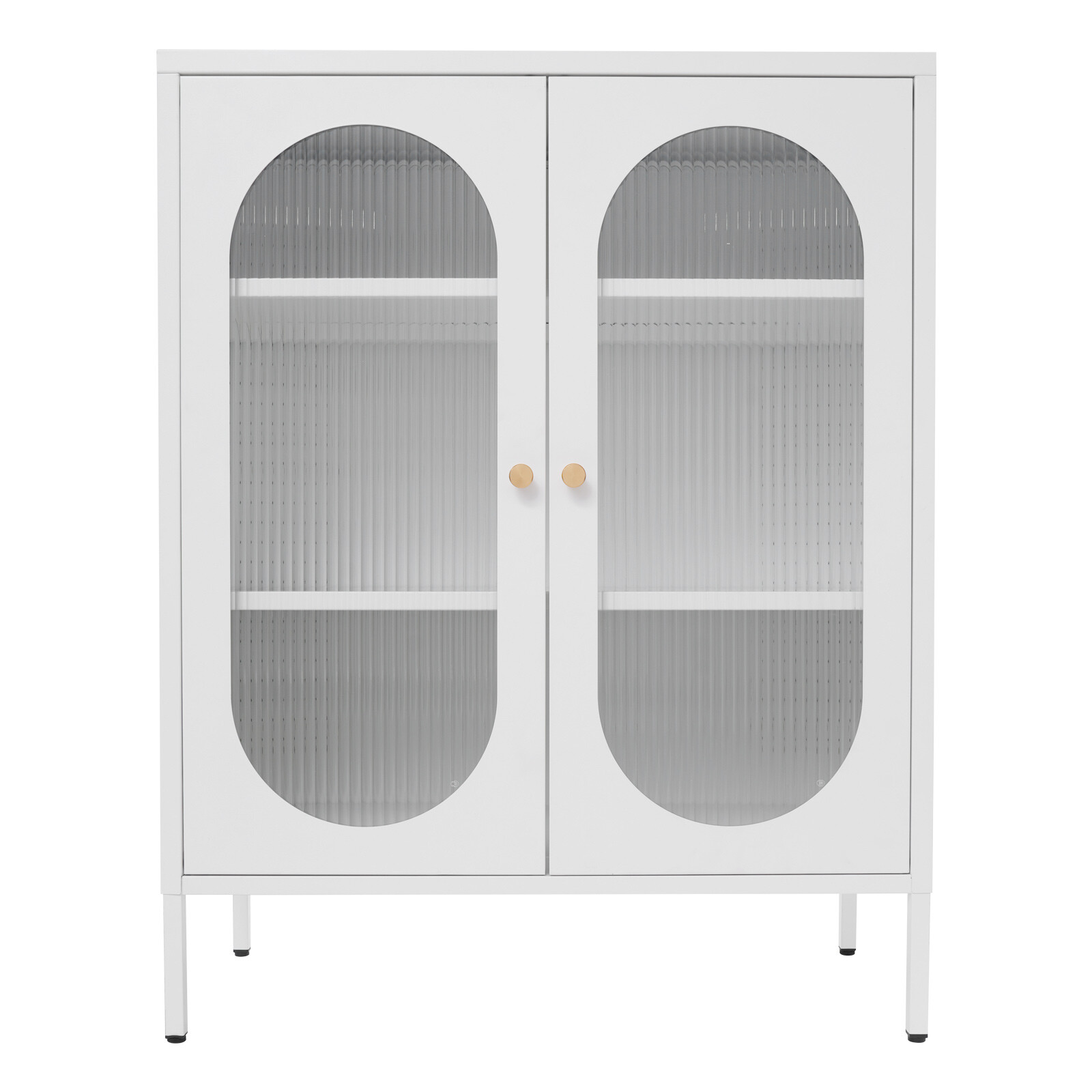 Accent Display Storage Cabinet w /2 Glass Door for Living Room White 80*40*102cm