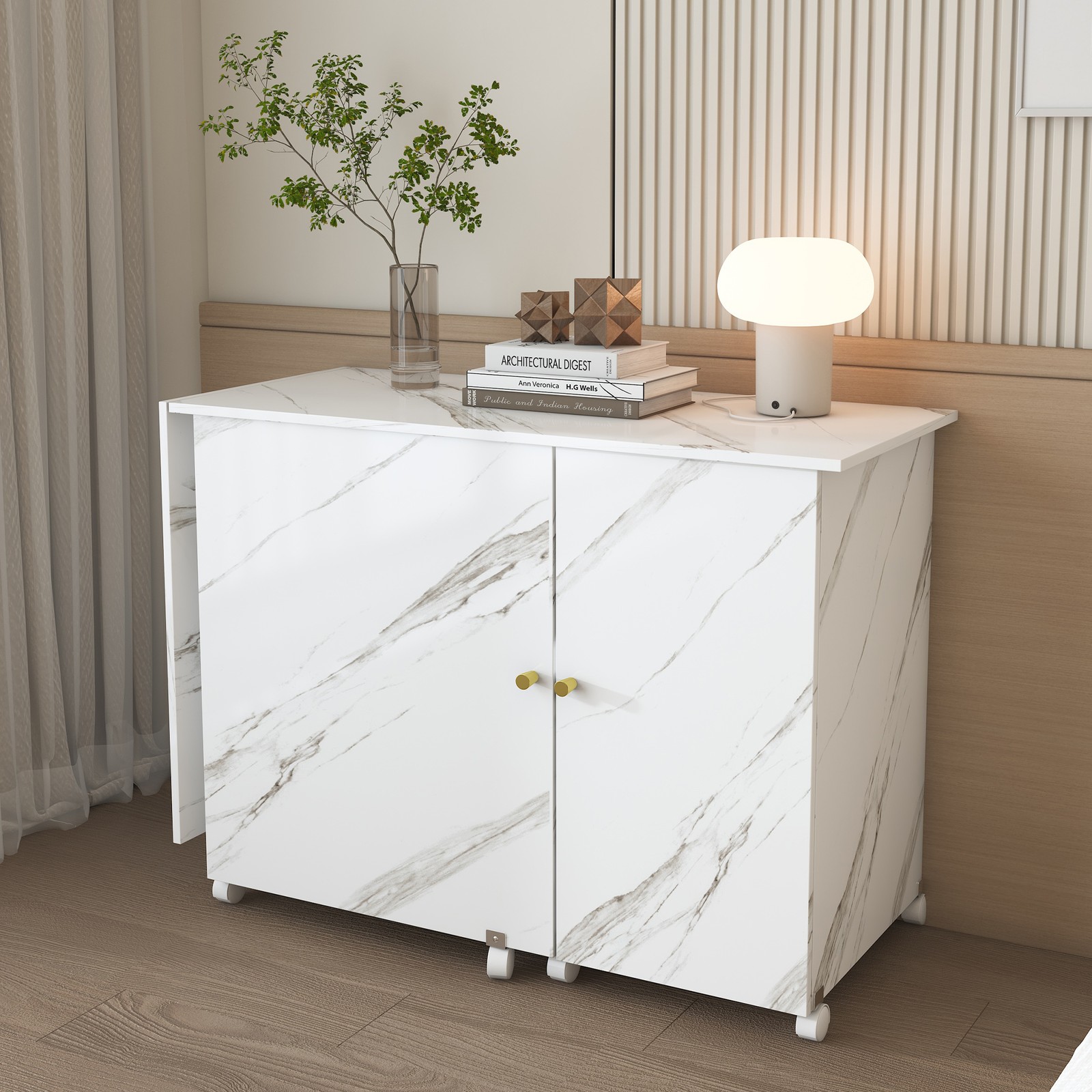 Foldable Sewing Machine Table,Adjustable Sewing Storage Cabinet with Shelves