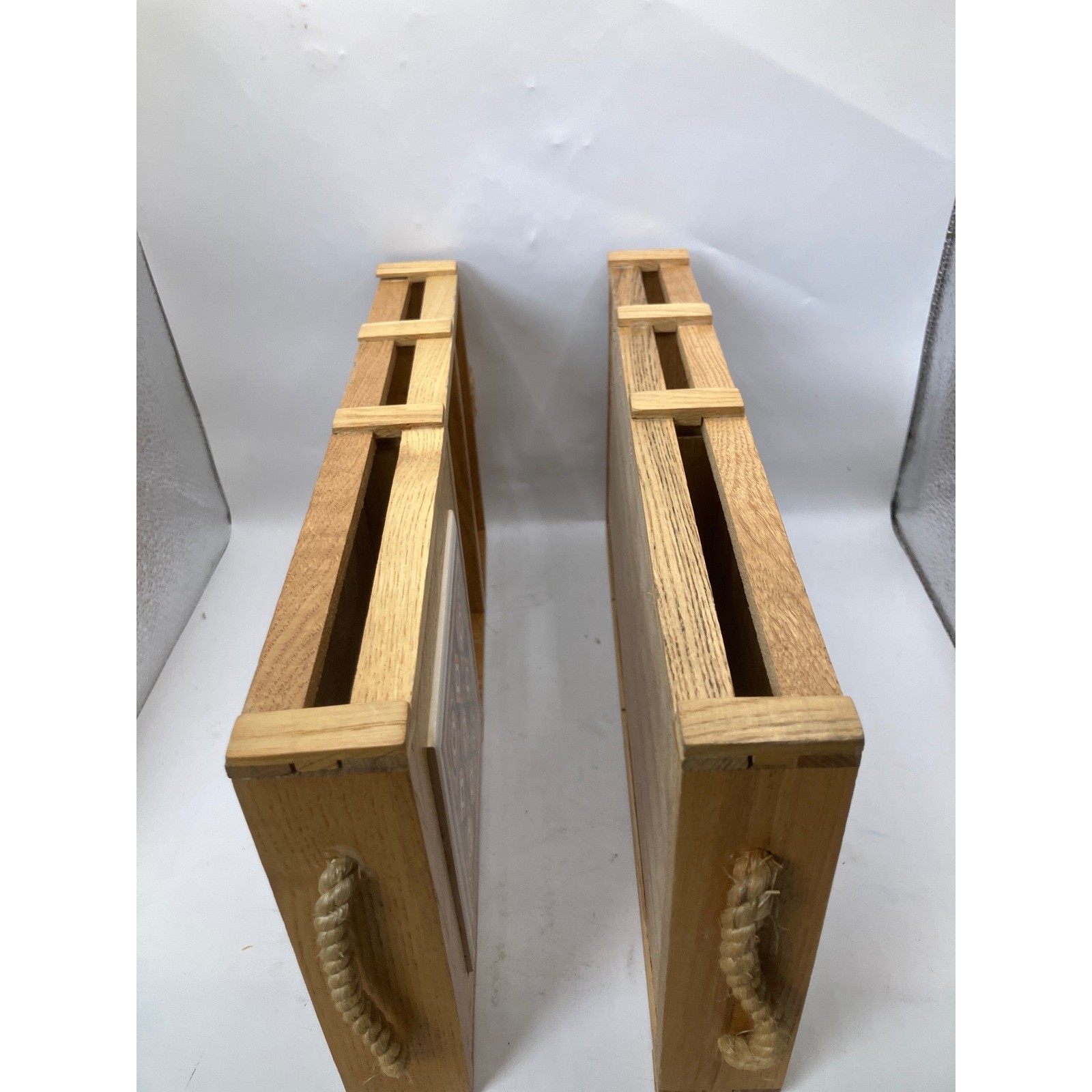 Wooden Bedside Table Drawer Organizer Set with Ceramic Tile Top