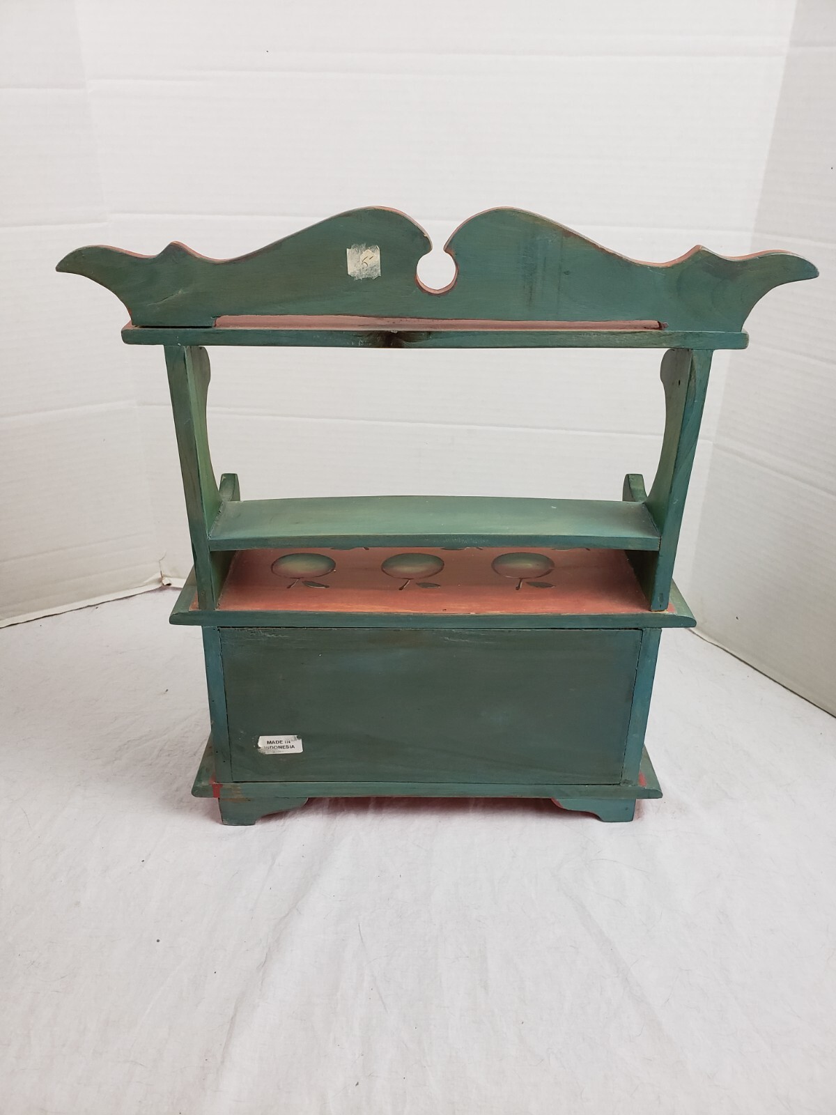 Vintage Hand Painted Apple Hutch 3 Drawers 19″ x 15″ x 7″