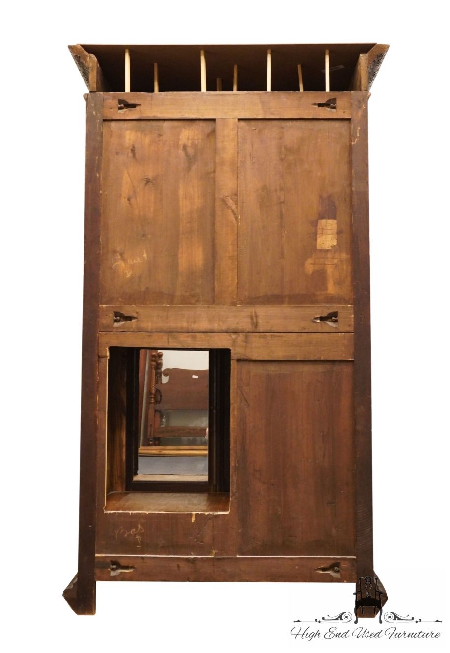 VINTAGE ANTIQUE English Walnut La Baule Escoublac Gothic Jacobean 49″ Mirrore…
