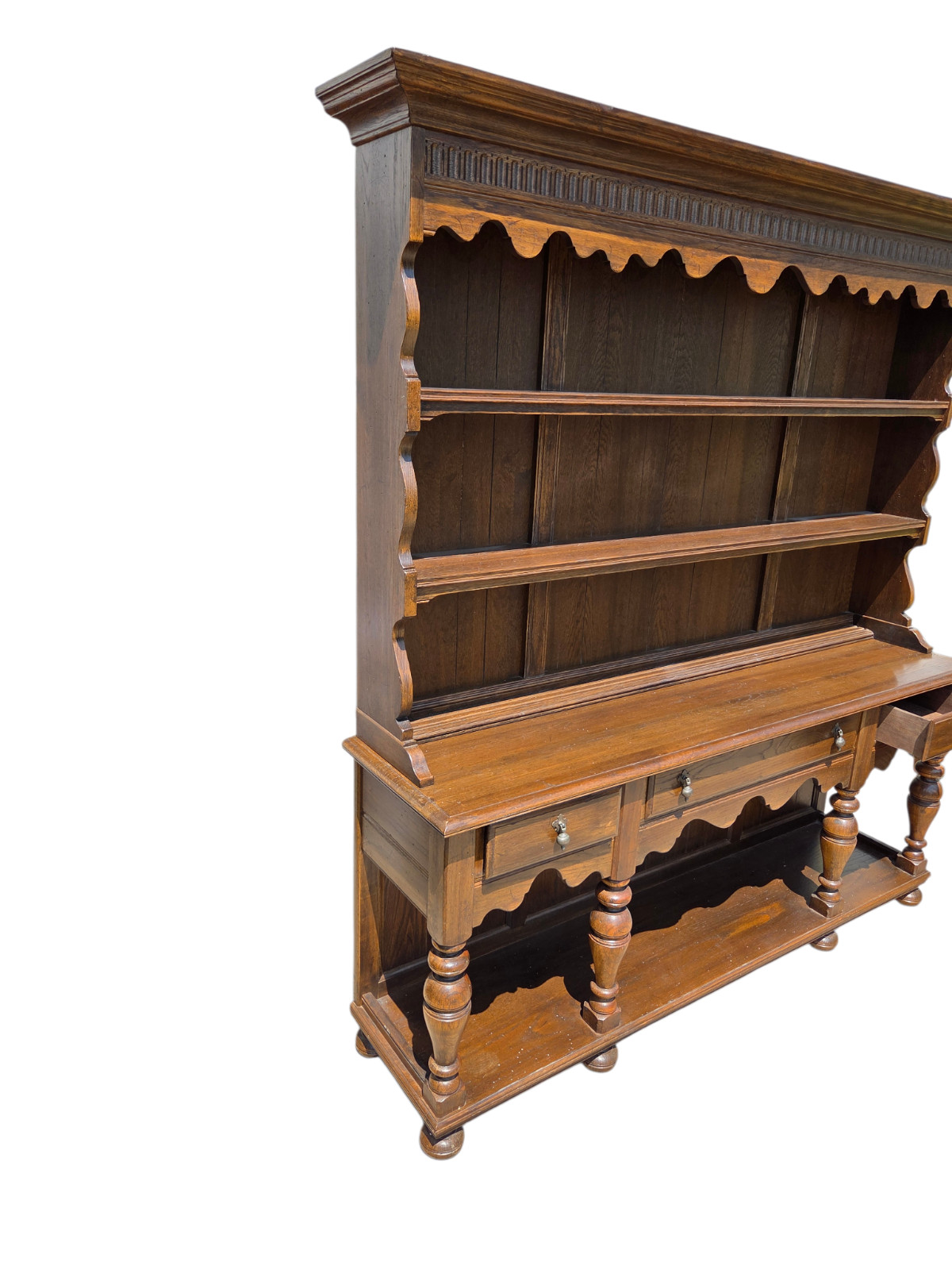 Ethan Allan Charter Oak Jacobean Hutch China Cabinet Display Breakfront Curio
