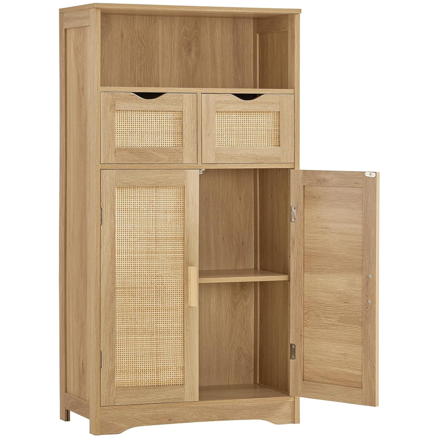 Kitchen Pantry Cupboard with 2 Drawers, Adjustable Shelves