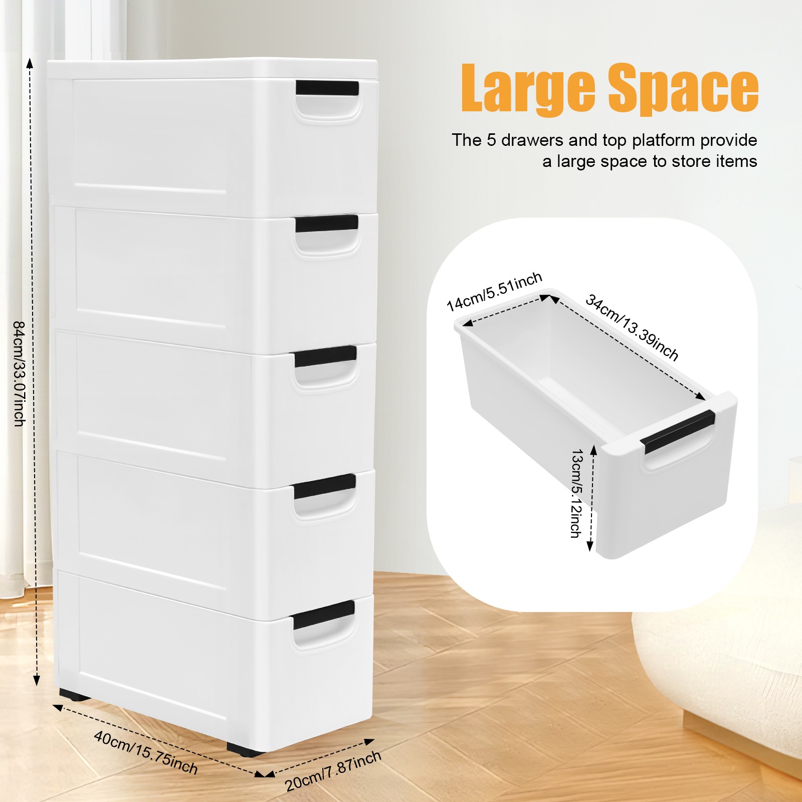 Bathroom Storage Cabinet 5 Layers Narrow Storage Unit Adjustable Shelves Floor