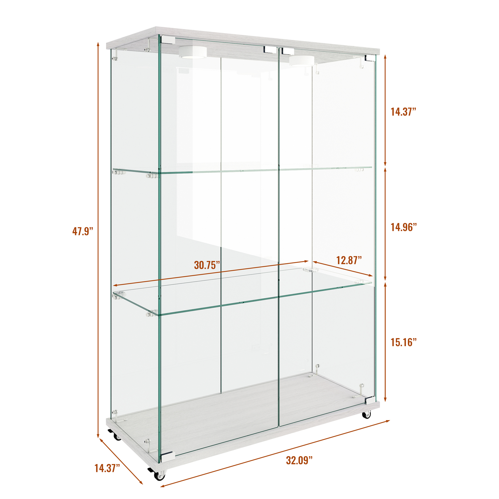 Glass Display Cabinet with LED Lights Modern Collectibles Toy Organizers Rack