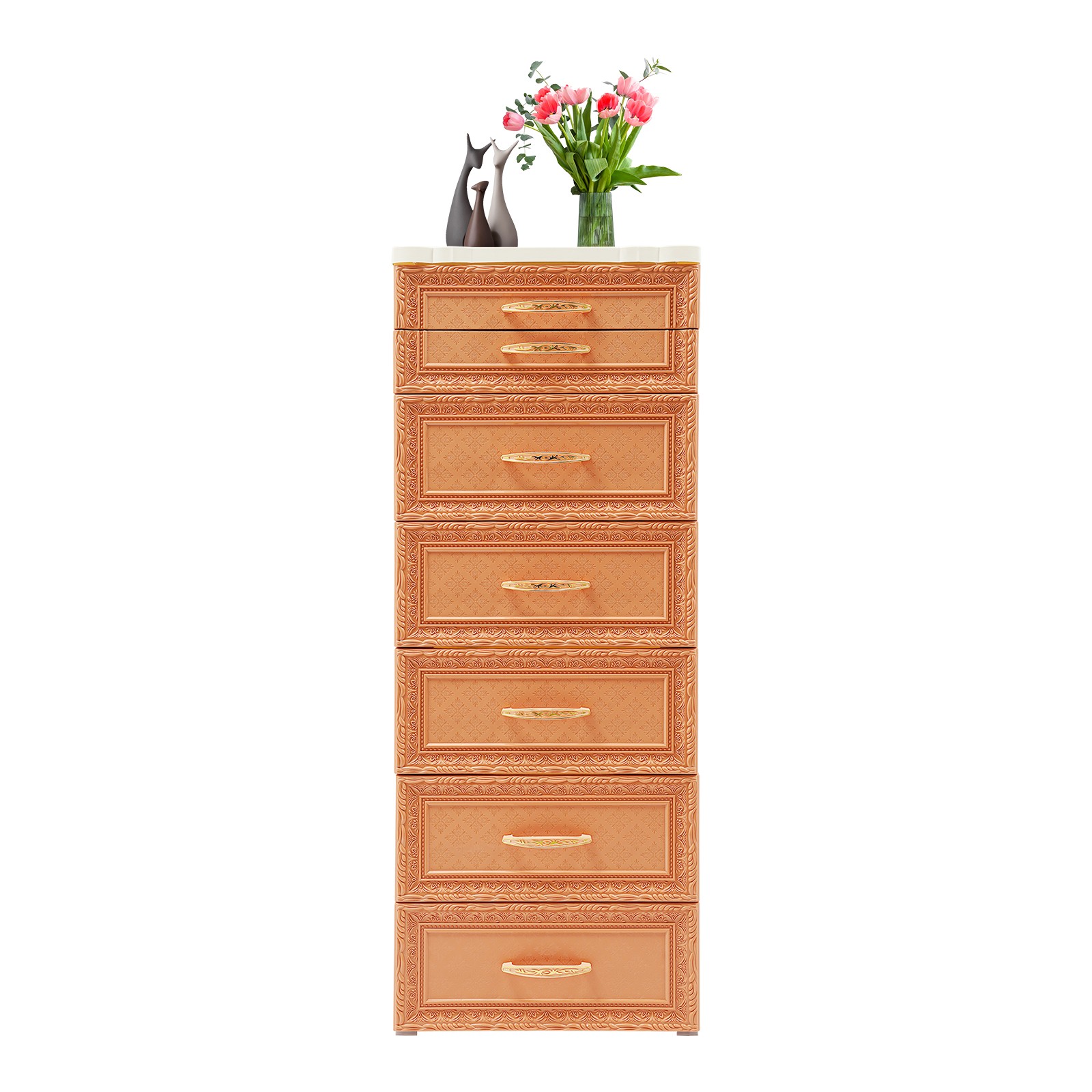 6-Tier Rolling Storage Cabinet, Mobile PP Organizer with Drawers, Stylish Design